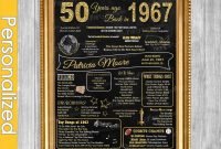 1967 - 50th birthday chalkboard sign poster - our personalized