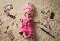 4 month baby girl pink make up towels photography ideas | baby girl