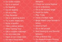 50 date night ideas + free babysitter's checklist printable | 50th