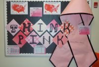 a bulletin board i created for breast cancer awareness month