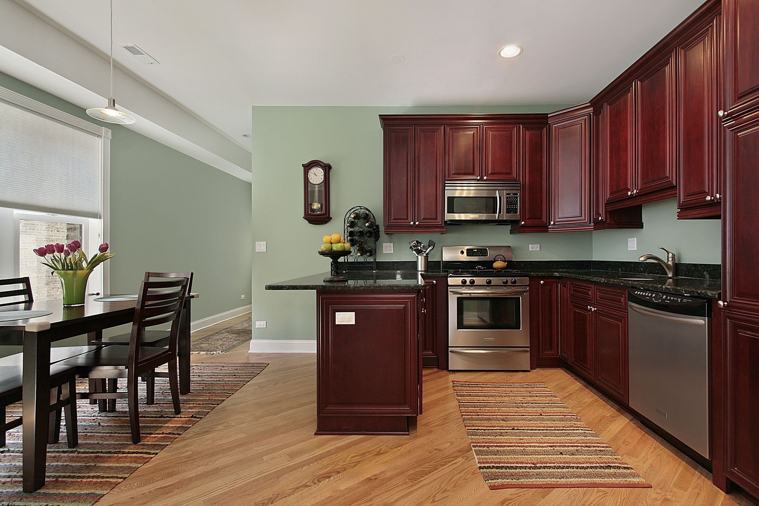 wall color for kitchen with dark brown cabinet