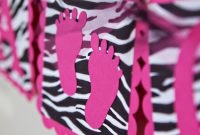 baby shower banner - hot pink zebra banner with footprints - baby