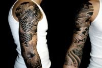 black and white japanese sleeve tattoo design - http