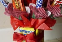 candy bar bouquet with edible vase. perfect for valentine's day or