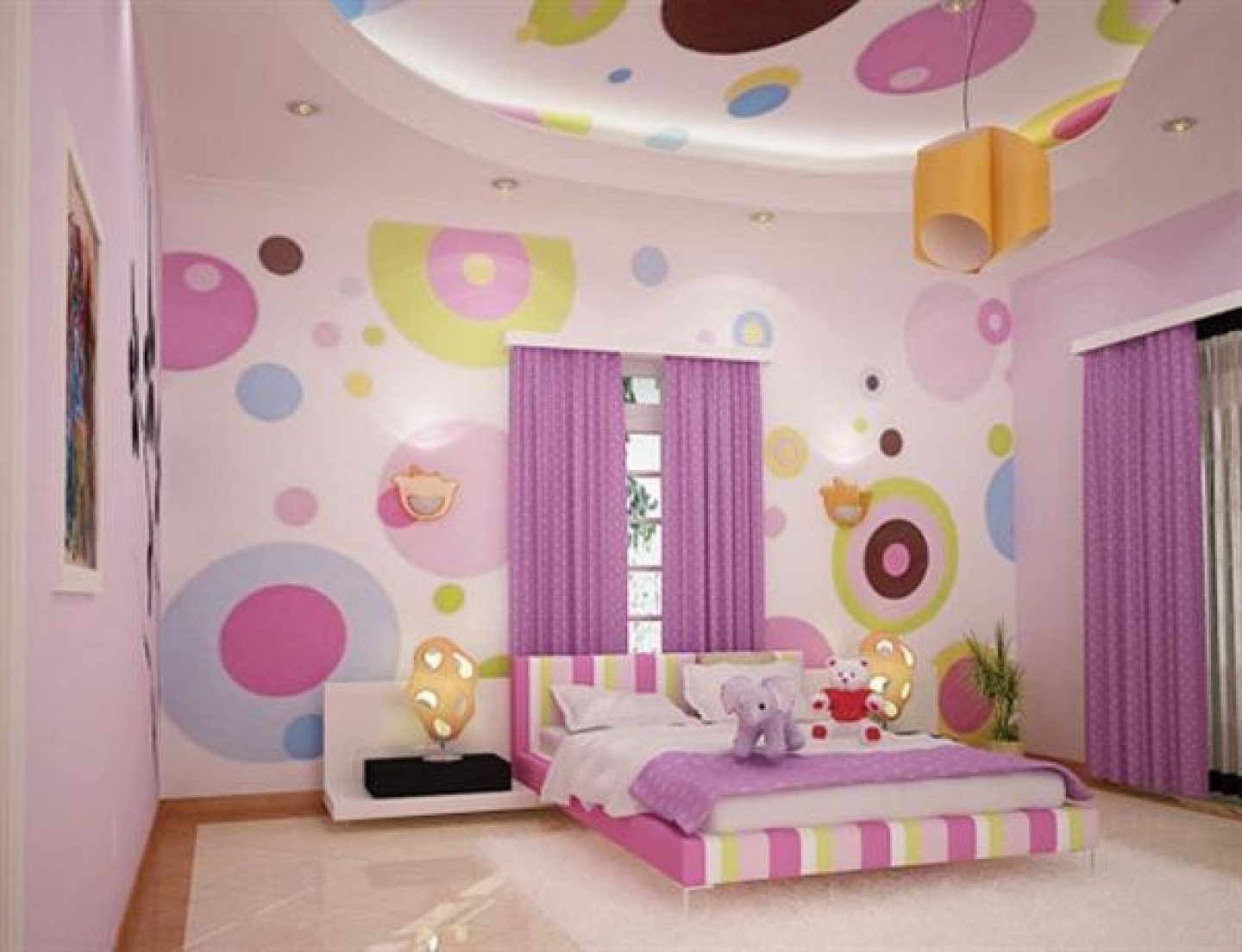 Cool Colorful Square Pattern Wall Colors Theme Girls Bedroom 1 