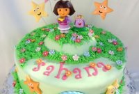 custom designed birthday cake for a young dora the explorer fan