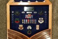 custom solid oak and walnut air force tsgt stripe shadow box. $275