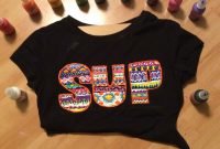 cute crop top with aztec print inside lettering. my sister @abigail