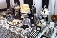 dessert table} black and white damask bridal shower | white desserts