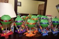 diy centerpieces for ninja turtle party | birthday parties