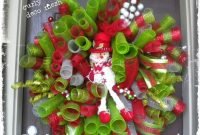 diy christmas deco mesh curly snowman wreath 2013