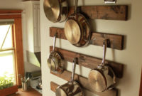 diy: wall-mounted pot rack | dream home | kitchen wall storage, pan