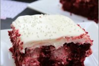 easy red velvet poke cake | w/ cream cheese filling &amp; best ever