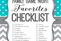 family game night favorites printable checklist from happiness is