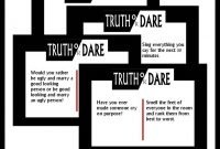 fun teen truth or dare printable game cards. you no longer have to