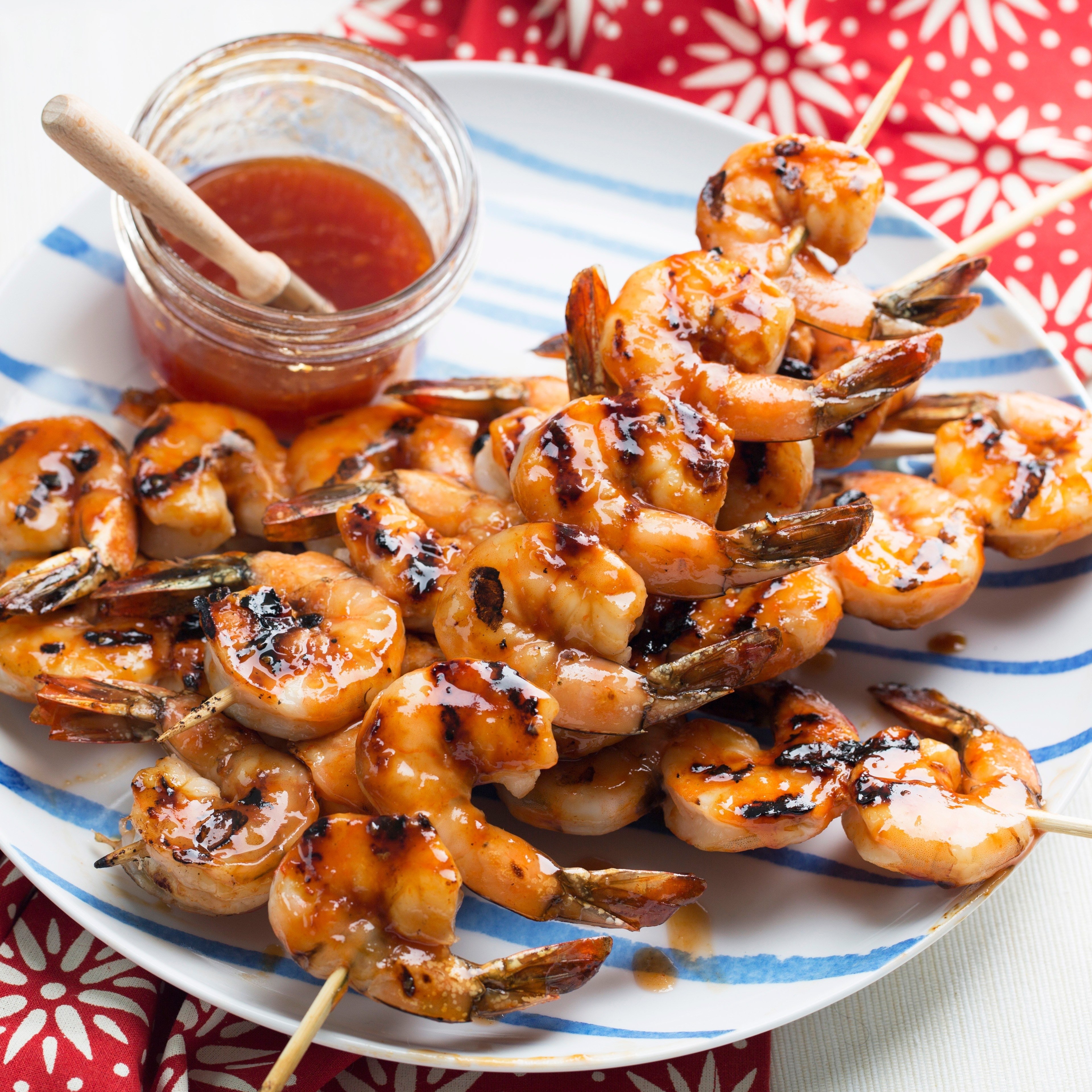 Grilled Shrimp With Honey Ginger Barbecue Sauce Recipe Epicurious 