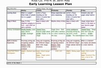 kindergarten lesson plan template free pinterest format sample