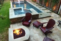 narrow pool with hot tub + firepit - great for small spaces | in my