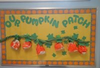 our pumpkin patch&quot; bulletin board. the pumpkins were madethe