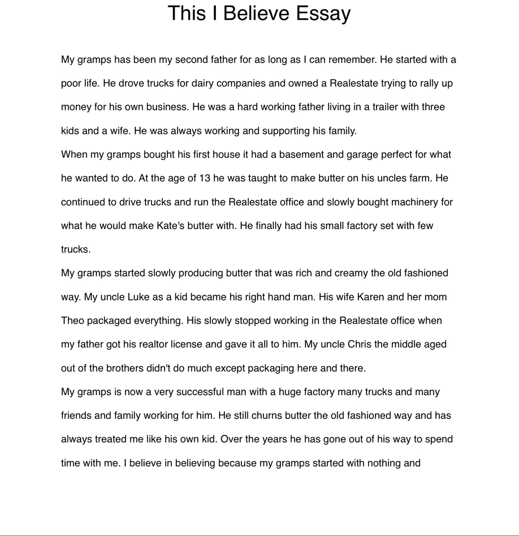 this i believe essay lesson plan
