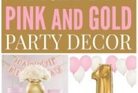 pink &amp; gold decorations | gold party decorations, pink gold party