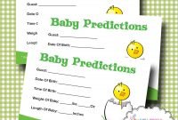 printable baby shower prediction game, baby shower predictions card