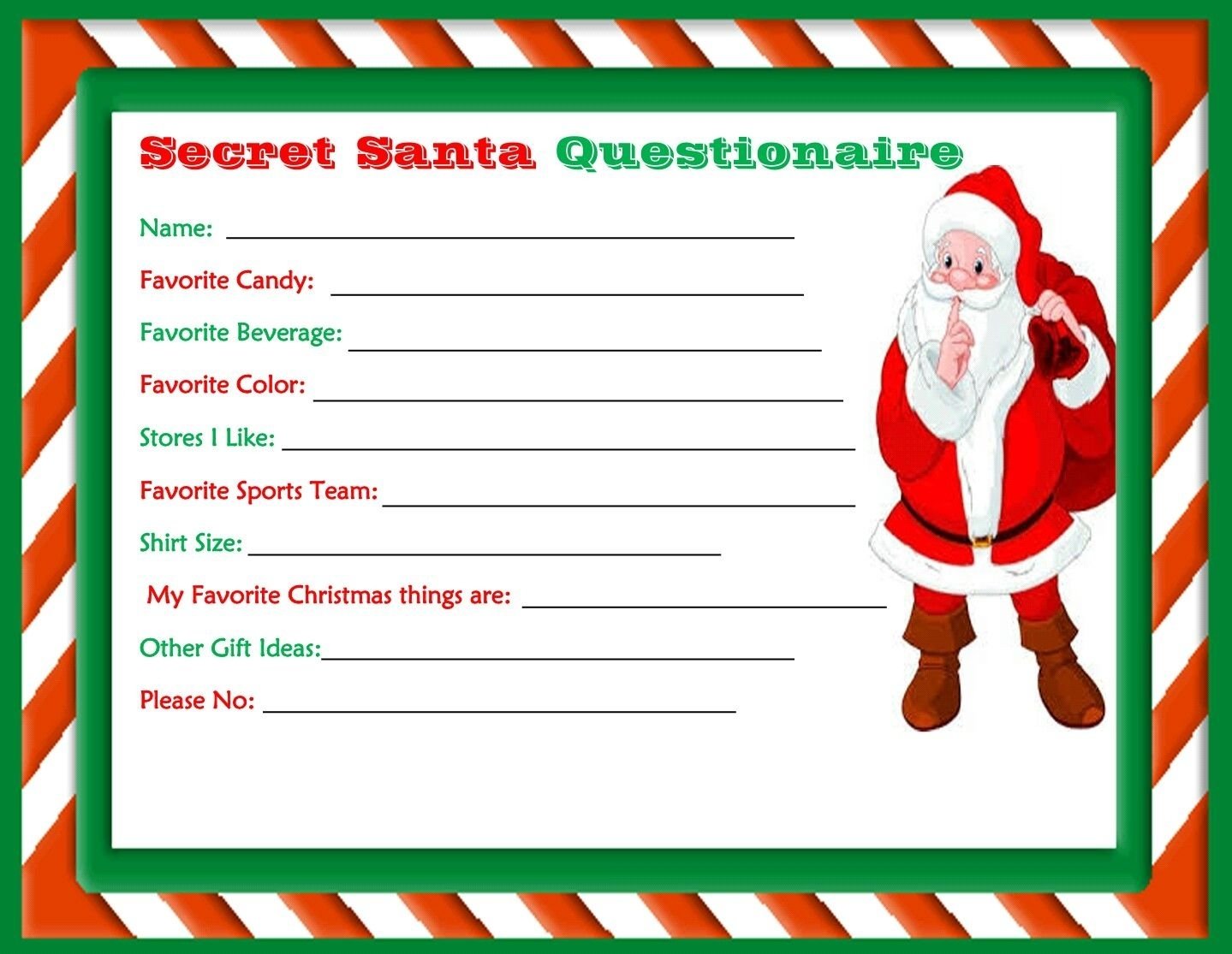Free Printable Secret Santa Wish List Template