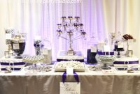 purple and silver wedding candy buffet tables |  glam” wedding