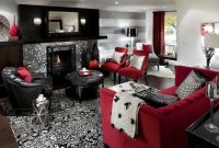 retro red, black and white family room | hgtv