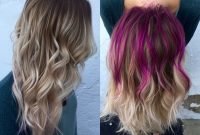 rooty blonde balayage. pravana wild orchid. peekaboo. flashlight