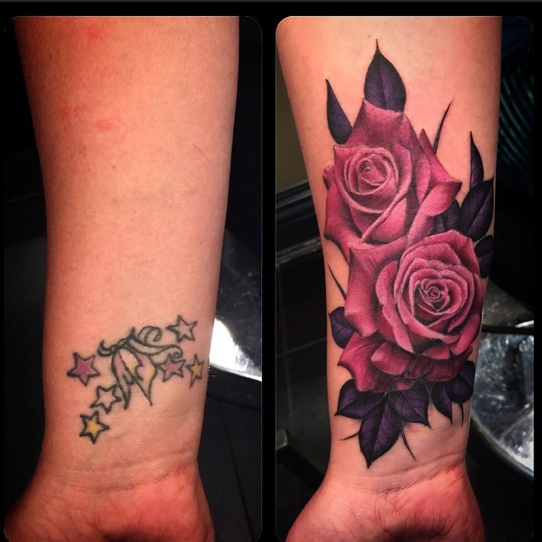 10 Beautiful Cover Up Tattoo Ideas For Women 2024   Rose Cover Up Tattoos Tattoo Rose And Lotus Tattoo 9 