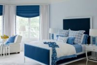 rustic blue teenage girl room design with elegant blue headboard as