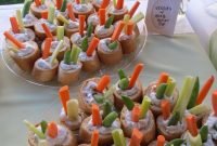 sauce on the wall: baby shower food, crudite in baguette cups | dang