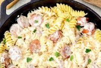 spicy sausage alfredo for 2 | spicy sausage, sausage and dinners