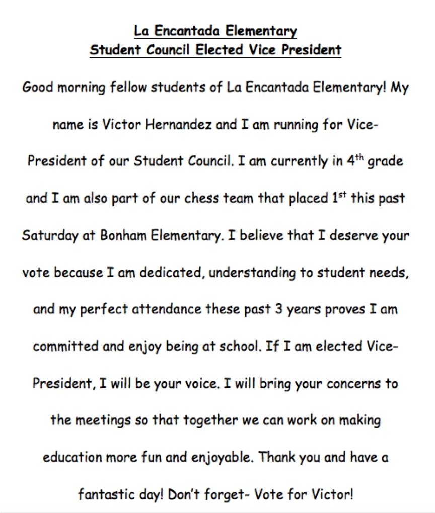 how to write an election speech for student council