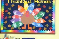 thanksgiving bulletin board - cms thankful notes on tail feathers