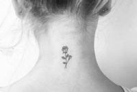 tiny rose tattoo on the back of the neck. | illustrative tattoos