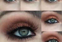 warm copper photo tutorial | product list, blue green and makeup