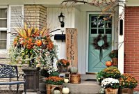 welcome letter art and wood flower pots plus amazing fall front